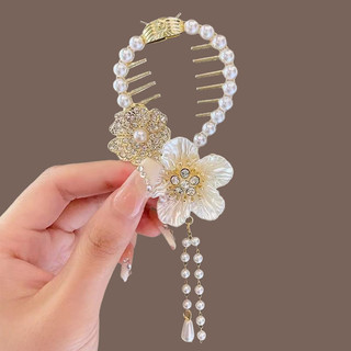 Kẹp Tóc Cổ Phong Lan Tua Rua Đầu Bóng Cố Định Hiện Vật Nữ Nút Tóc Cao Cấp