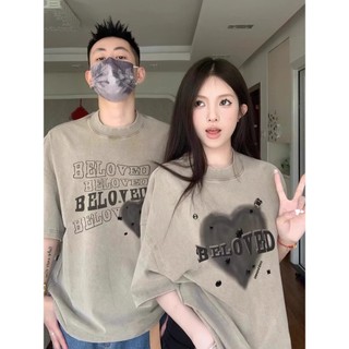 Hiixiivi Áo thun ngắn tay nữ Baggy Tròn Unisex dáng rộng cổ tròn in độc đáo