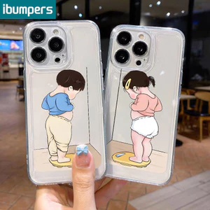 ibumpers Ốp Lưng Iphone Cute bựa Couple Hoạt Hình Hoạ Tiết Ốp Điện Thoại Trong Suốt Dày Dặn TPU Silicone Mềm Chống Sốc Cho Iphone 15 14 12 13 11 Pro Max IP 7 8 Plus Iphon X XS XR