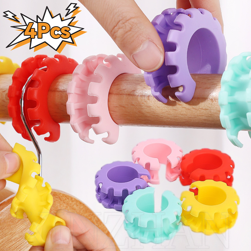 Đồ dùng giặt gia dụng - Chống trượt, Chống rơi - Móc treo sấy cố định miếng đệm - 4 chiếc Thanh treo móc quần áo chống gió Khóa vòng - Giá treo quần áo bằng silicon Kẹp cố định
