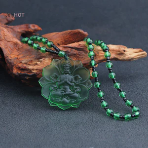 Julyhot Vintage Tự Nhiên Liuli Pha Lê Khắc Quan Âm Mặt Dây Chuyền Vòng Cổ Trang Sức Quyến Rũ Aura Bùa Bùa Tặng Cho Nam Dây Xích Trang Sức May Mắn Massivedeals