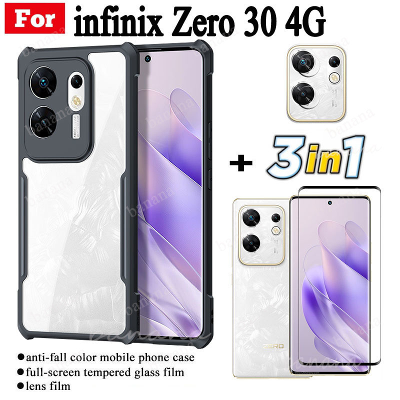 Ốp điện thoại di động chống rơi 3in1 Infinix Zero 30 4G cho Infinix Zero30 4G 5G Phim kính cường lực + Phim ống kính