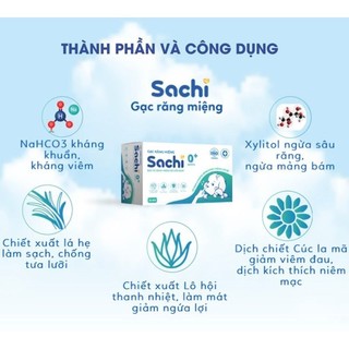 Combo 3 Gạc Rơ Lưỡi SACHI Dịch Chiết Lá Hẹ Dùng Vệ Sinh Răng Miệng An Toàn Cho Bé Từ 0 Tháng Tuổi