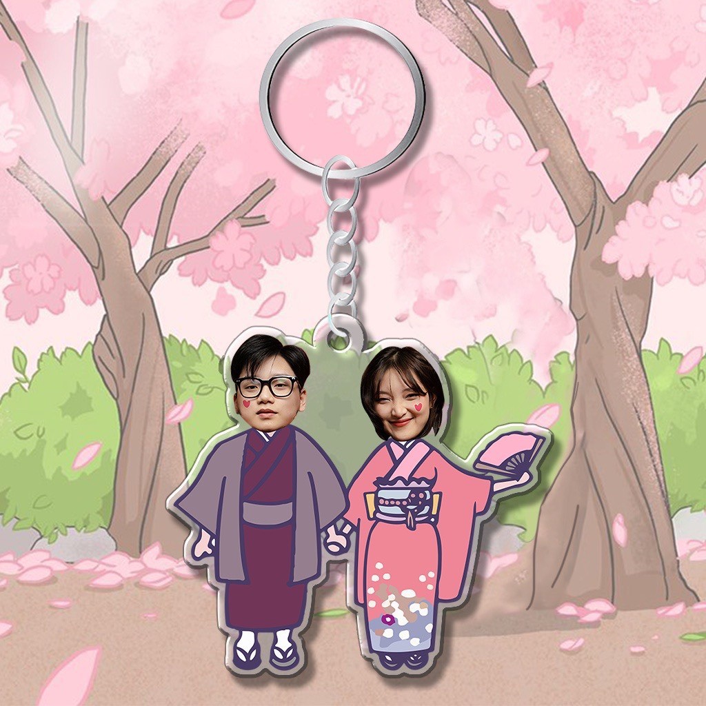 Móc khóa in hình chibi cute cặp đôi theo yêu cầu - Quà Tặng Sango