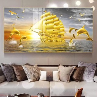 Tranh Tráng Gương Laminate 60x120cm Treo Tường Phong Thuỷ Trang Trí Phòng Khách Thuận Buồm Xuôi Gió