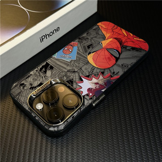 Ốp điện thoại hình ảnh bộ nhớ Spider-Man retro mạ cho iPhone 16 15 14 13 12 11 Pro Max