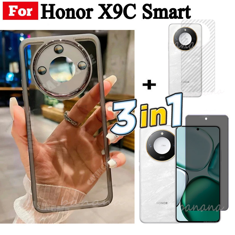 Ốp điện thoại thông minh Honor X9C Smart Honor 200 mạ Vỏ mềm trong suốt có bảo vệ Camera và kính cường lực và mặt sau 3 trong 1