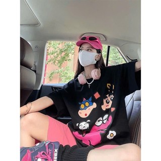 Áo phông nữ form rộng tay lỡ hoạt hình shin friend cotton đẹp