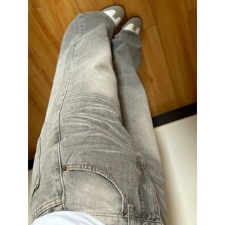 Quần jeans nữ ống rộng retro Mỹ xám, phong cách mùa xuân thu 2025, ống thẳng dáng suông