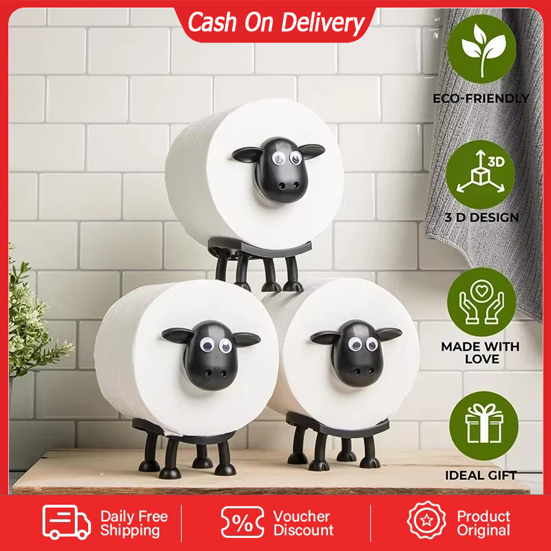 3 Chiếc Dễ Thương Cừu Đen Đựng Giấy Vệ Sinh Vui Vẻ Giá Đỡ Giấy Vệ Sinh Độc Lập Bộ Phòng Tắm 3D In Giấy Giấy Dụng Cụ Bảo Quản
