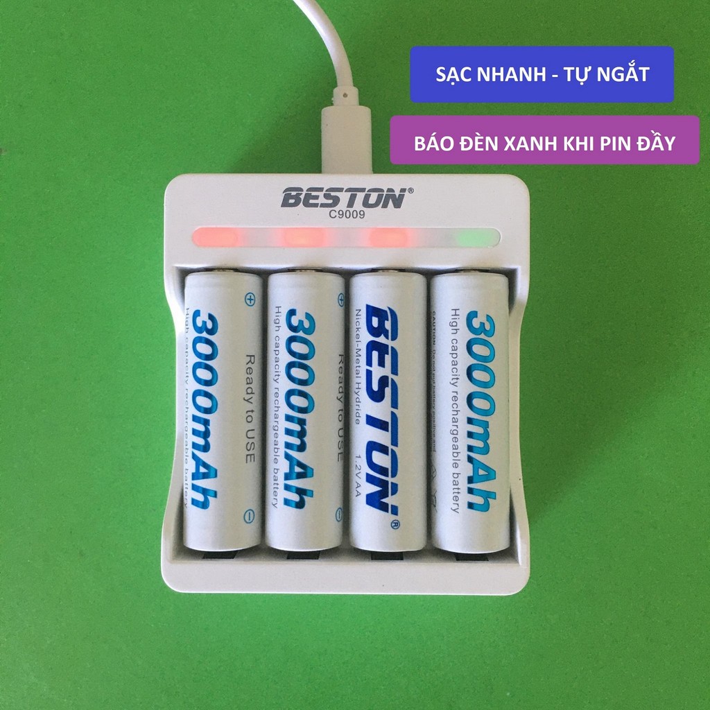 Bộ Sạc Pin AA AAA Beston C9009 Sạc nhanh Tự ngắt báo đầy, Pin sạc 1.2V ...