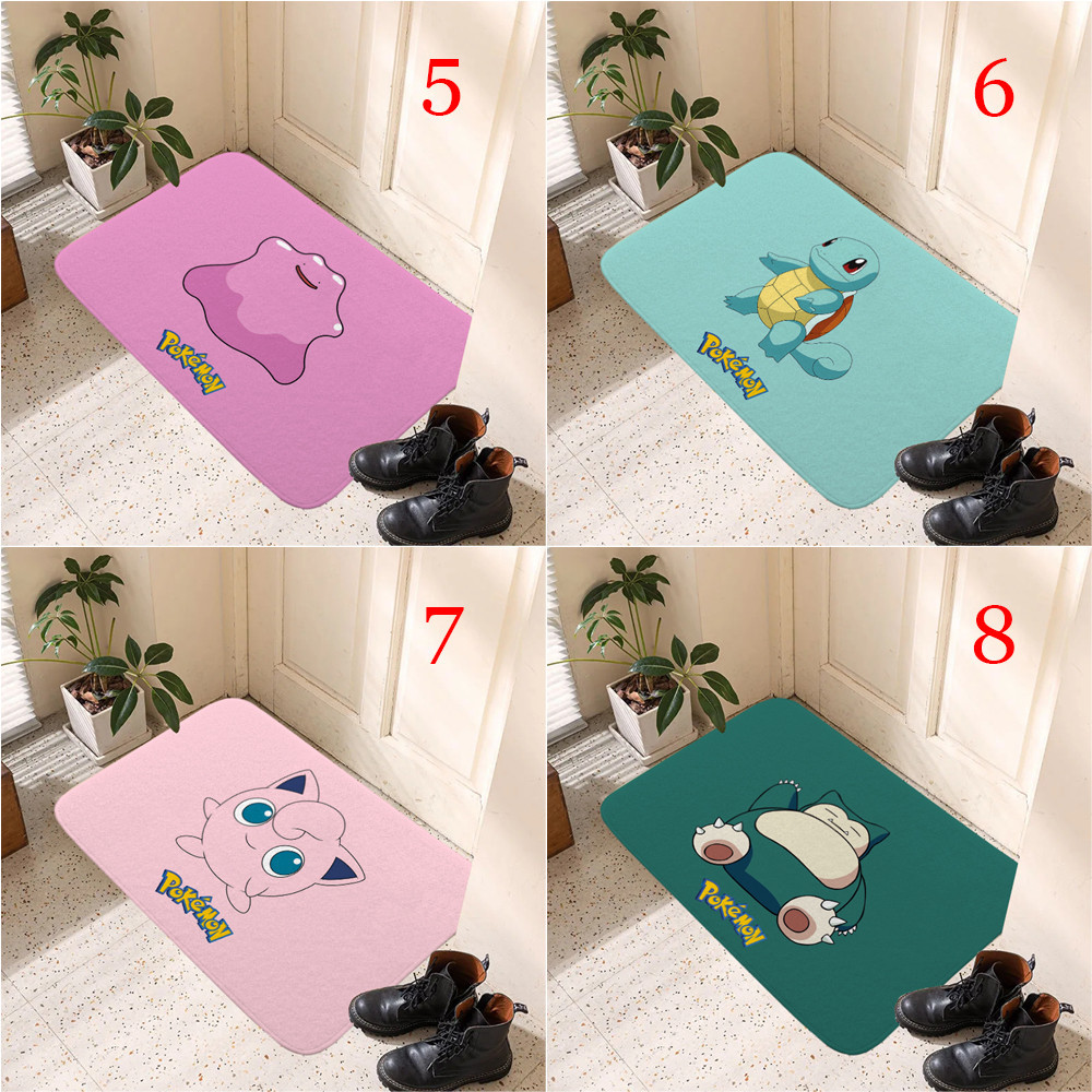 Thảm lót cửa chùi chân Chống Trượt In Hình Pokemon Pikachu Kích Thước 60x40cm
