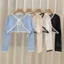 DAYBREAK Áo khoác cardigan mỏng, Áo len dệt kim bằng vải Polyester dài tay, Áo len dệt kim dài tay màu trơn dành cho nữ