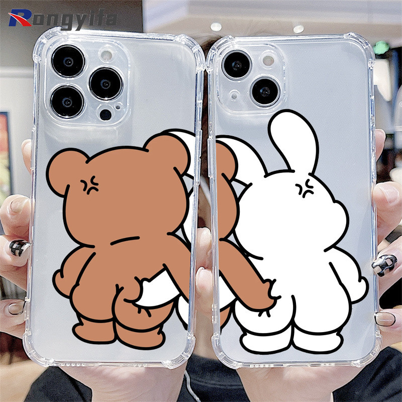 Ốp Điện Thoại Cặp Đôi Ngộ nghĩnh Cho Vivo Y19s 4G Y300 Y37 V40 Pro Lite V40E Y200 X200 Pro Mini Y28 iQOO 13 Z9s Z9X Z9 Turbo Y18 Y18E 5G Ốp Lưng Chống Rơi Gấu Hoạt Hình Dễ Thương