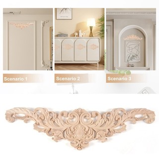 40x12cm Gỗ Cao Su Cổ Điển Tinh Tế Khắc Đính Nội Thất Decal Tự Nhiên Màu Gỗ