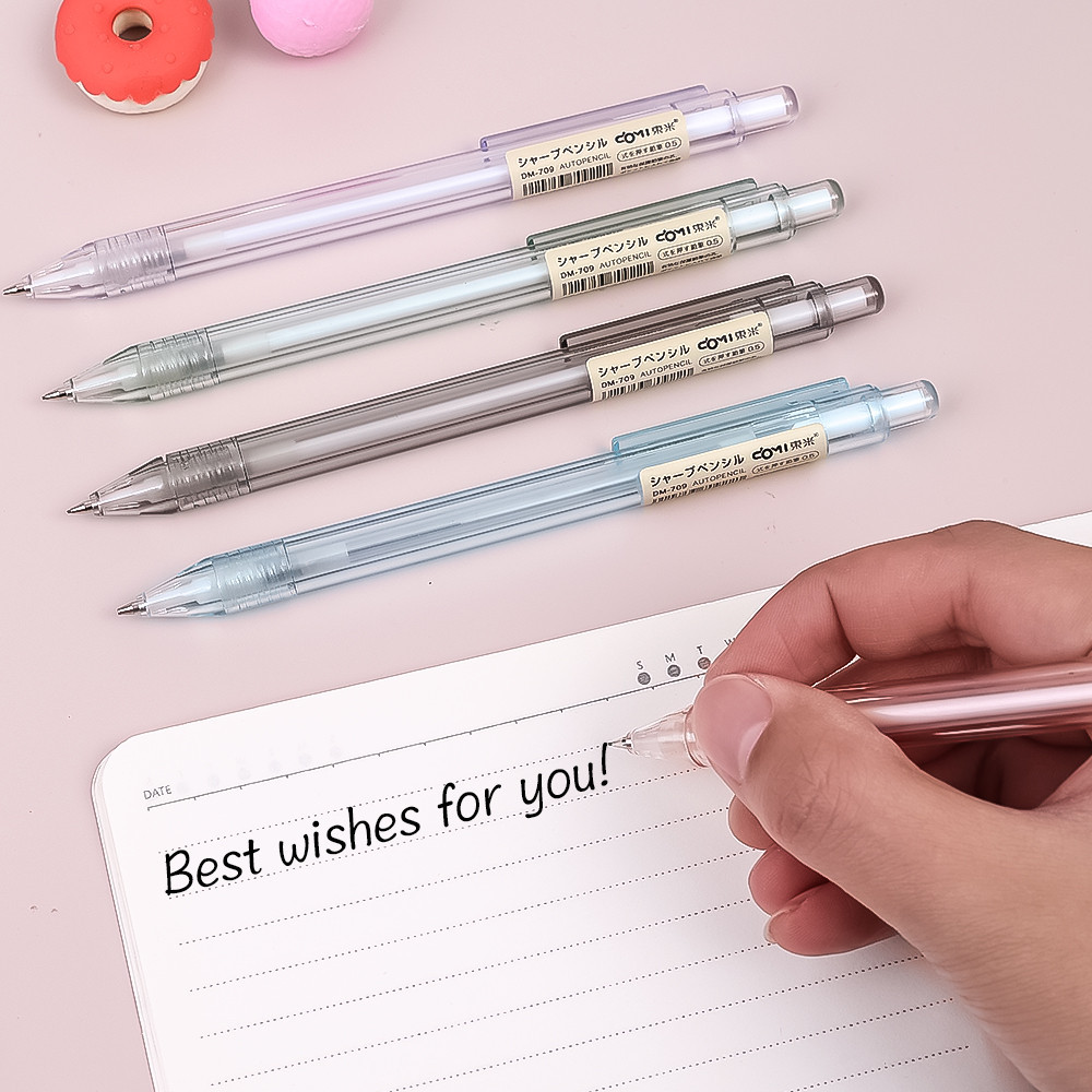 Bút chì tự động - Bút màu kẹo trong suốt 0,5mm - Bút viết loại nhấn - Bút soạn thảo có thể nạp lại - Văn phòng phẩm dành cho sinh viên văn phòng - Để viết, vẽ, phác thảo