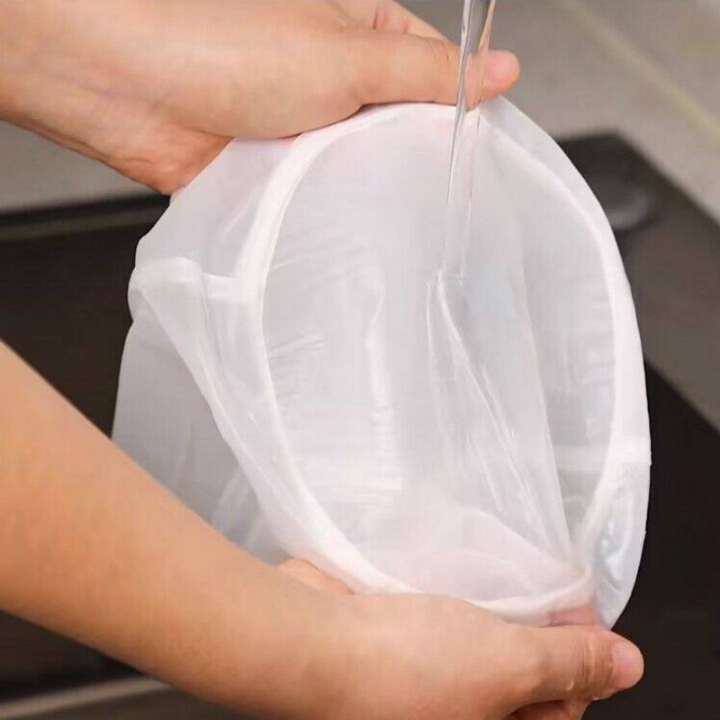 Túi lọc lưới mịn hình bát - Túi lọc Nylon có thể tái sử dụng - Dành cho sữa đậu nành, hạt, sữa, trà, cà phê, sữa chua - Túi lọc bóp thực phẩm - Tiện ích làm bánh nhà bếp