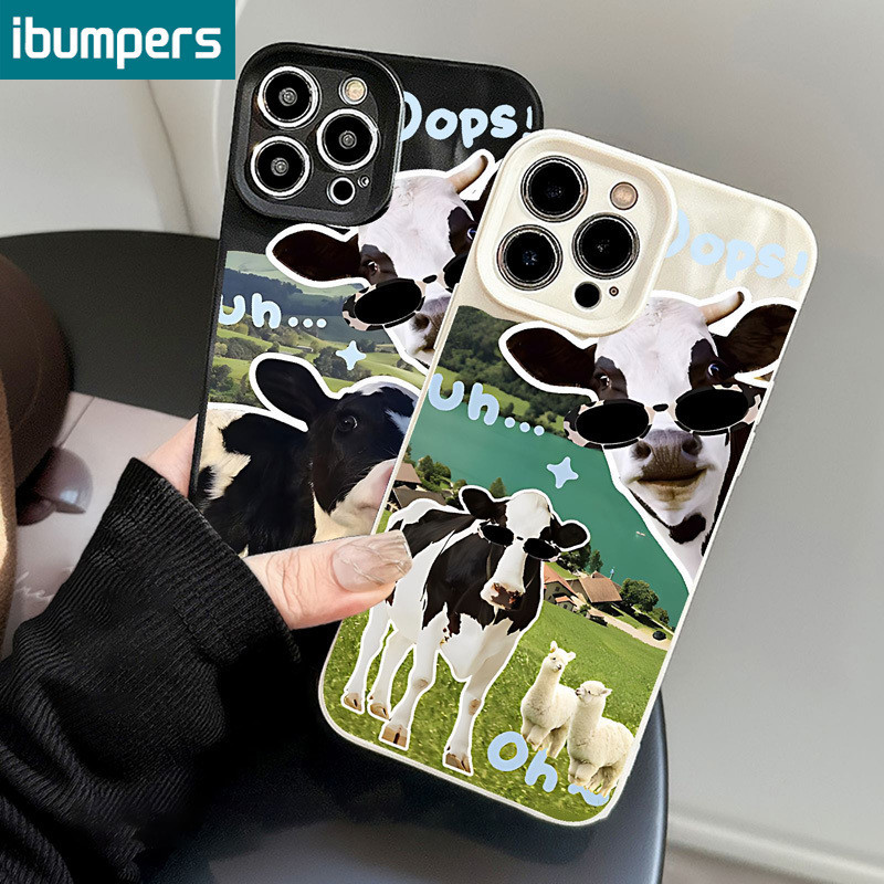 ibumpers Ốp Lưng Iphone đẹp cute bò mẫu Ốp Điện Thoại Nhám Silicon Mềm Ốp Lưng Chống Sốc Sang Chảnh Cho iPhone 15 14 12 13 11 Pro Max IP 7 8 Plus Iphon X XS XR X Max