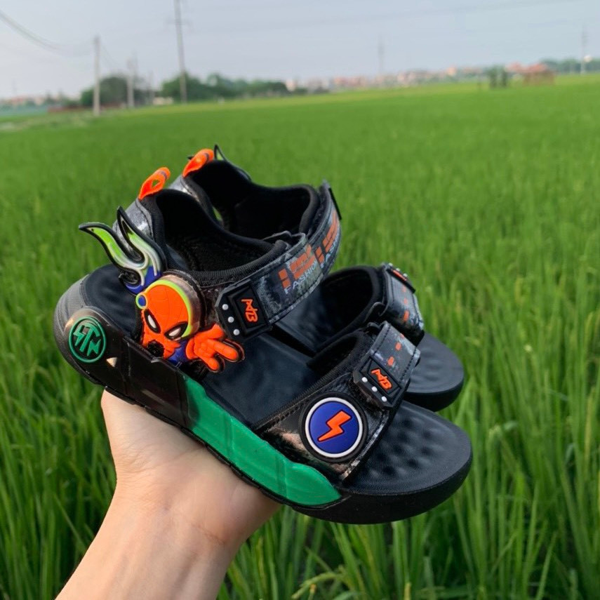 sandal bé trai dép quai hậu cho bé trai êm chân chống trượt khâu đế siêu nhân nhện QCCC có hộp cho bé  1 tuôi 8808 9908