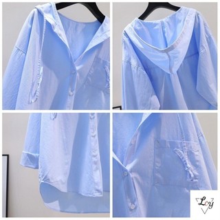 Áo chống nắng tay dài cỡ lớn dành cho nữ, phong cách Hàn, phù hợp với phụ nữ ngoại cỡ, giúp thon gọn, dáng rộng, áo khoác có mũ mùa hè, nhẹ và thoáng khí, phù hợp cho người có