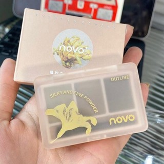 [NO VO] Bột Tán Chân Mày 3 Ô Kèm Cọ Vẽ Trang Điểm Khuôn Mặt