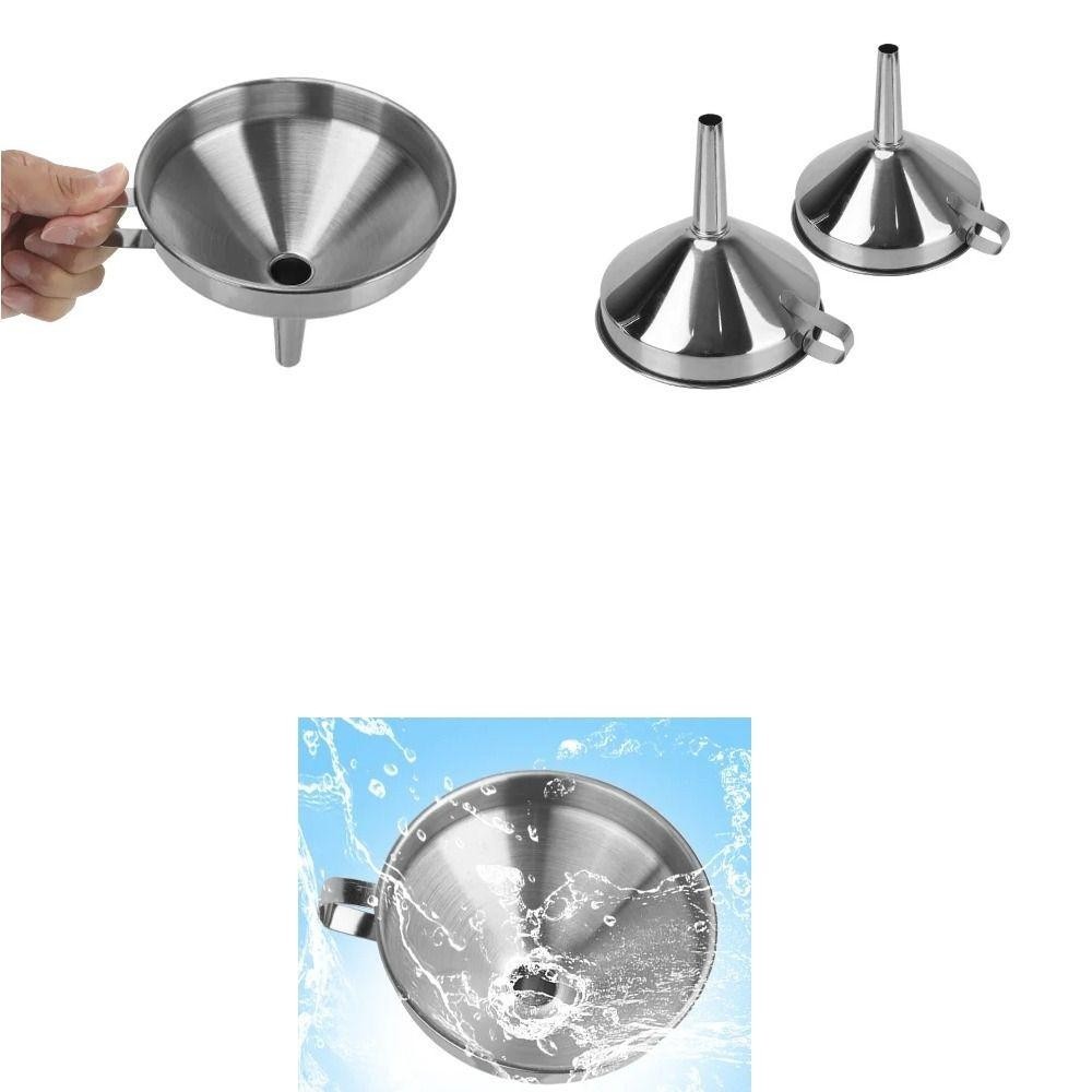 Phễu thép không gỉ ICUCKO, Bộ lọc dầu ăn gia vị Phễu lọc miệng rộng, Phễu Mini kim loại Công cụ tràn dầu với bộ lọc có thể tháo rời để đóng hộp