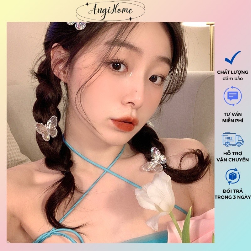 Kẹp Tóc Mái Hình Bướm Nhũ Đổi Màu Tiểu Thư Thanh Lịch Sang Trọng Phụ Kiện Tóc Nữ ANGIHOME