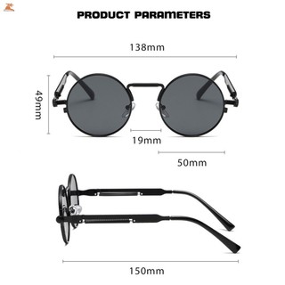 Kính râm cổ điển Sắc thái khung kim loại tròn hợp thời trang Kính râm ống kính đầy màu sắc