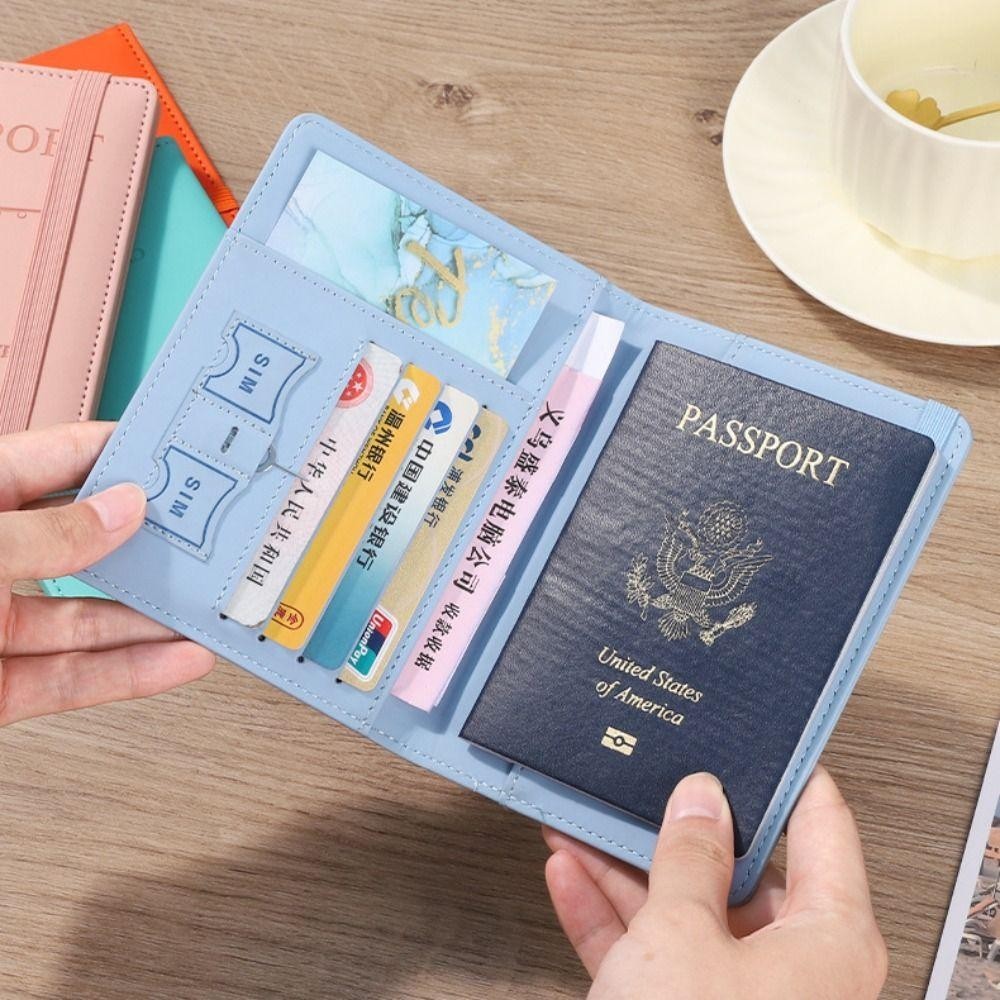 Hộp đựng thẻ RFID HOBBYIN, Vỏ hộ chiếu RFID bằng da di động, Thẻ tín dụng du lịch dung tích lớn đa chức năng chống trộm