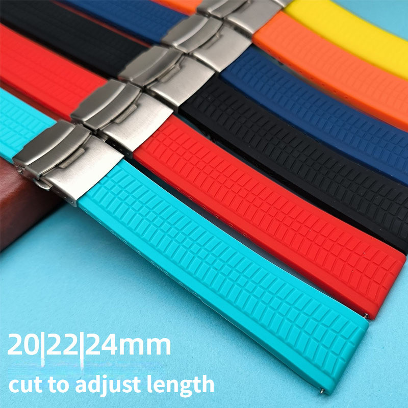 6 Màu Sẵn Sàng Stcok Dây Đeo Đồng Hồ Silicon 20 Mm 22 Mm 24 Mm Dây Đeo Đồng Hồ Cao Su Cho SEIKO Diver Vòng Tay Thạch Anh Đồng Hồ Cơ Nam Nữ Dây Đeo Tay Khóa Gấp