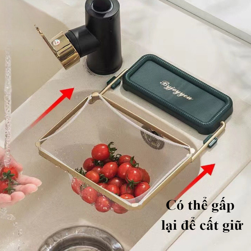 Lọc rác gắn bồn rửa chén bát,Giá Lọc Thức Ăn Thừa Gấp Gọn Đa Năng，Bao gồm 1 khung, 50 túi lọc rác