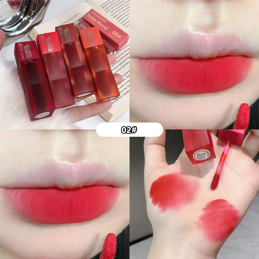 Ảnh Son Môi Kekemood 5 Màu Dạng Lì Có độ Bám Cao, Dưỡng ẩm, Không Dính Cốc, Lâu Trôi, Không Thấm Nước, Mỹ Phẩm Trang điểm Môi *THỦY TINH 2