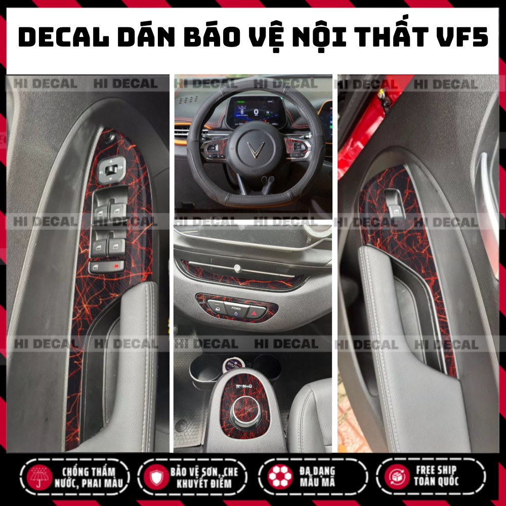 Tem nội thất VF5 dán bảo vệ, Decal dán xe trang trí xe bền màu, chống nước