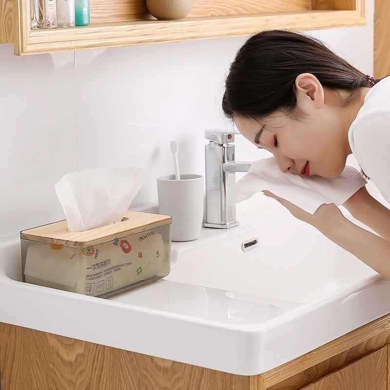 Hộp đựng khăn giấy trong suốt chống trượt / Hộp đựng khăn giấy gia dụng / Hộp đựng khăn ăn hình vuông