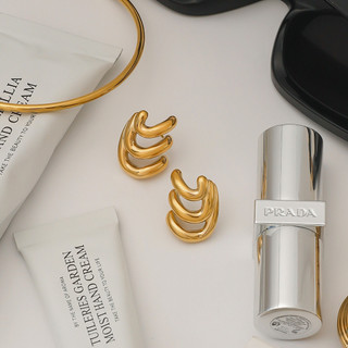 Châu Âu Mỹ ins Phong Cách Mới Vàng 18K Bông Tai Không Đều Nữ