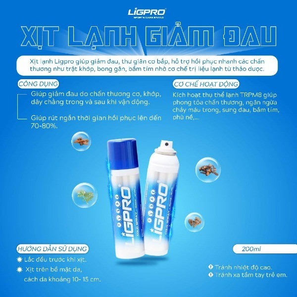 Combo Xịt lạnh siêu tốc Xịt nóng khởi động Xịt lạnh giảm đau chống giãn cơ LIGPRO thethaochinhhang