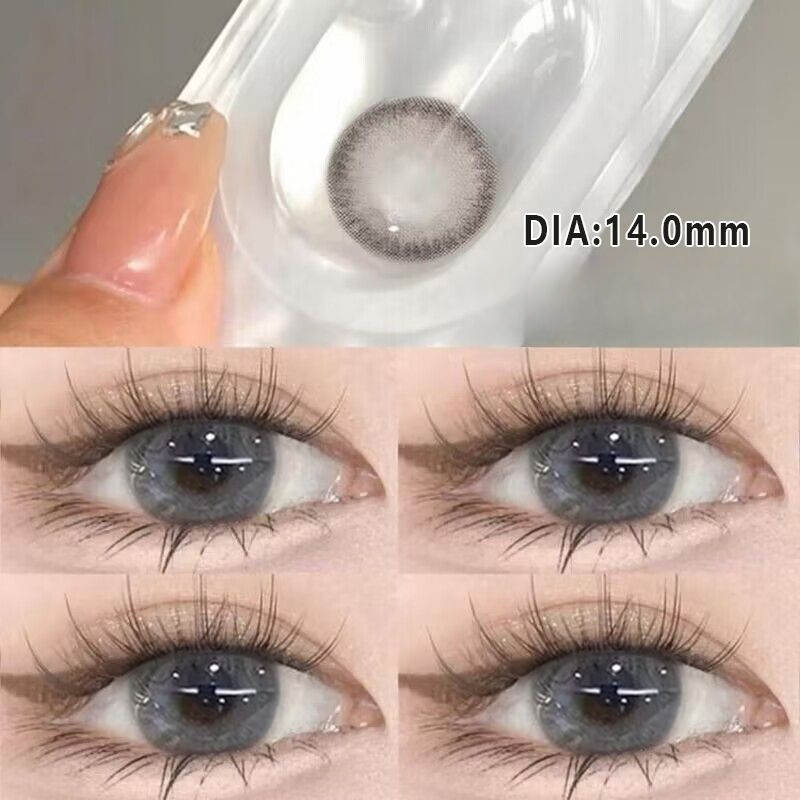 Set 2 Kính Áp Tròng Màu Đen contact lenses 0 ~ -8.00 black len 14.2mm lens cận lens nâu bean black 33