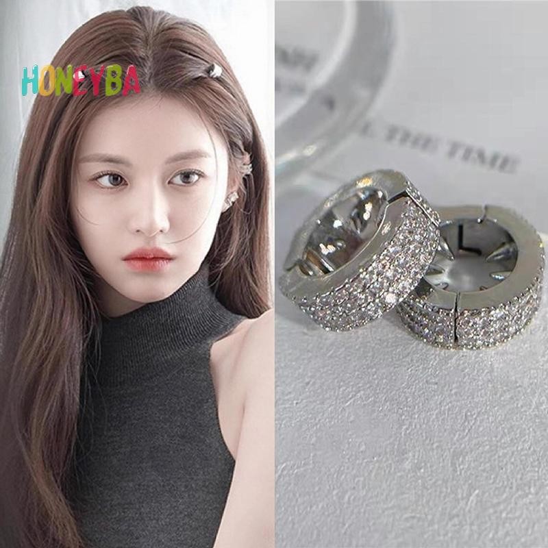 < Honeyba > Flash Bạc Tròn Khóa Tóc Cá Tính Hip Hop Ngọt Ngào Mát Bẩn Tóc Kẹp Tóc