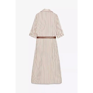 Zara Spring Sản phẩm mới dành cho nữ phong cách Châu Âu Mỹ có túi thắt lưng Váy in sọc5029068