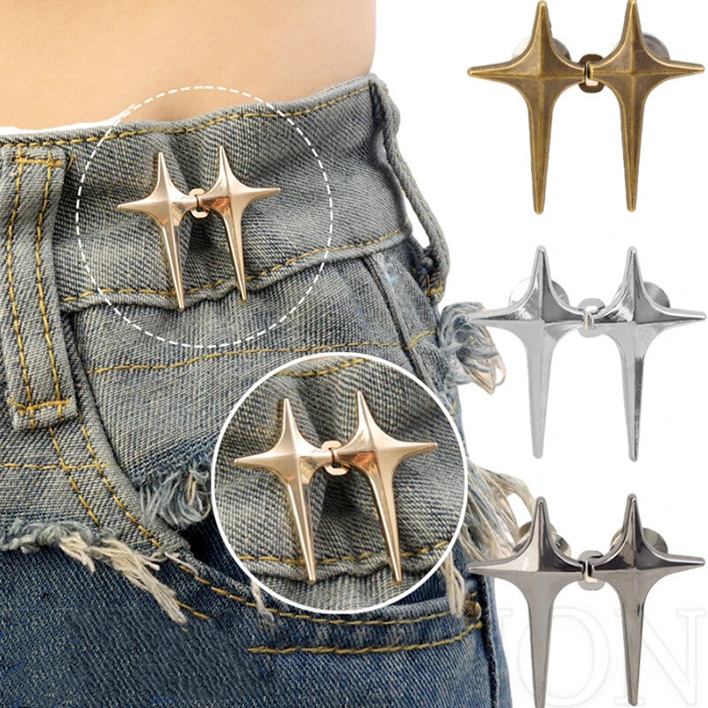 Cross Astral Stars Shape Jean Button Pins - Khóa thắt lưng có thể điều chỉnh - Không cần may, Pin nút Jean có thể tháo rời - Nút kim loại tức thì có thể tháo rời