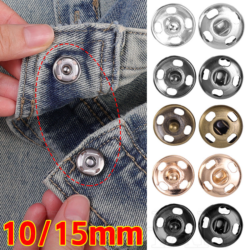 Phụ kiện may mặc thủ công DIY thủ công - Túi đeo quần áo may trên khóa - Nút bấm kim loại 10 / 15mm - Dây buộc chụp vô hình tròn Mini