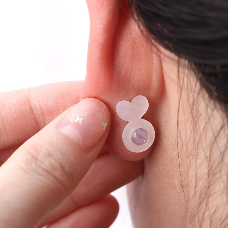 Khóa tai silicon - Nút tai chống chảy xệ - Chống dị ứng, đơn giản, trong suốt - Mũ sau bốn lá - Nút tai chống rơi - Phụ kiện trang sức