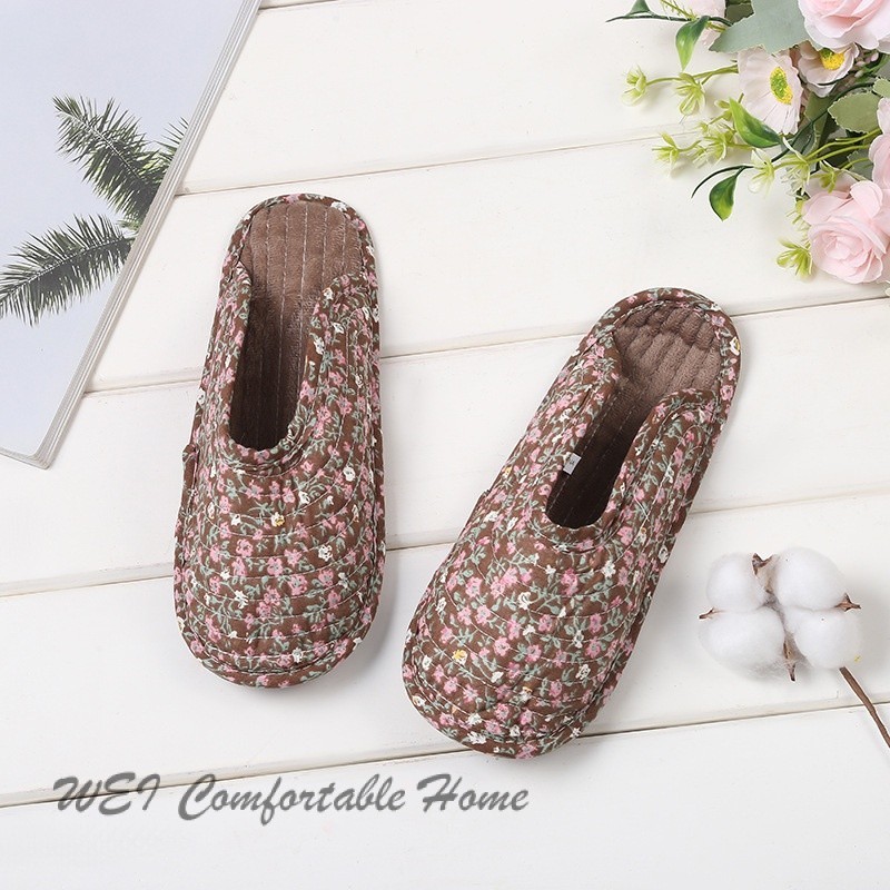 Dép Cotton hoa Hàn Quốc Nhật Bản Baotou Dép đế mềm chống trượt Dép nhà Coup
