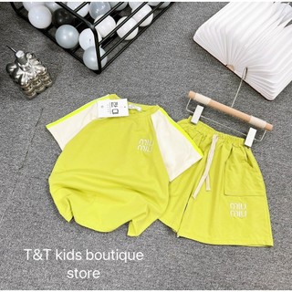 17-30kg Bộ Miu chữ thêu nhiều màu cho bé gái, set bộ mặc nhà đẹp cho bé gái