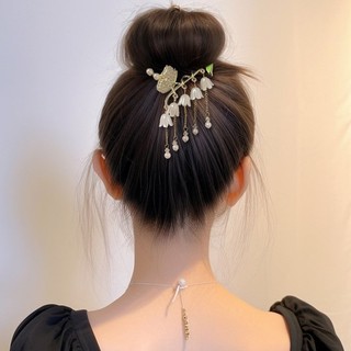 Kẹp Tóc Cổ Phong Lan Tua Rua Đầu Bóng Cố Định Hiện Vật Nữ Nút Tóc Cao Cấp