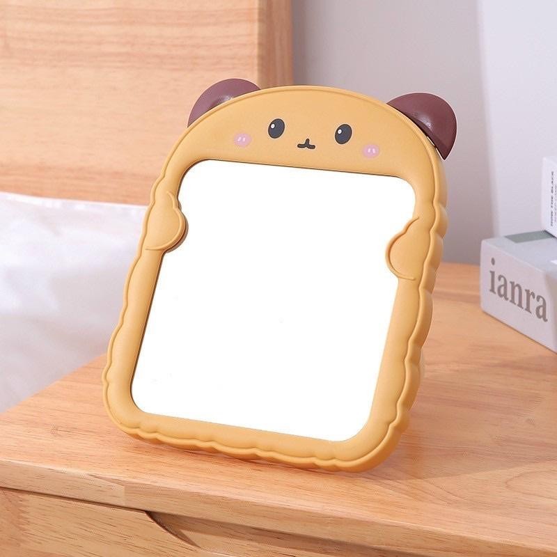 Gương Để Bàn Tai Gấu, Gương Decor Góc Trang Điểm Xinh Xắn, Gương Mini, Gương Trang Điểm Để Bàn, Gương Nhà Tắm