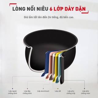 Nồi cơm điện tử cao tần mini 0.7L RK604165, 800W, 12 chương trình nấu - Bảo hành chính hãng 24 tháng