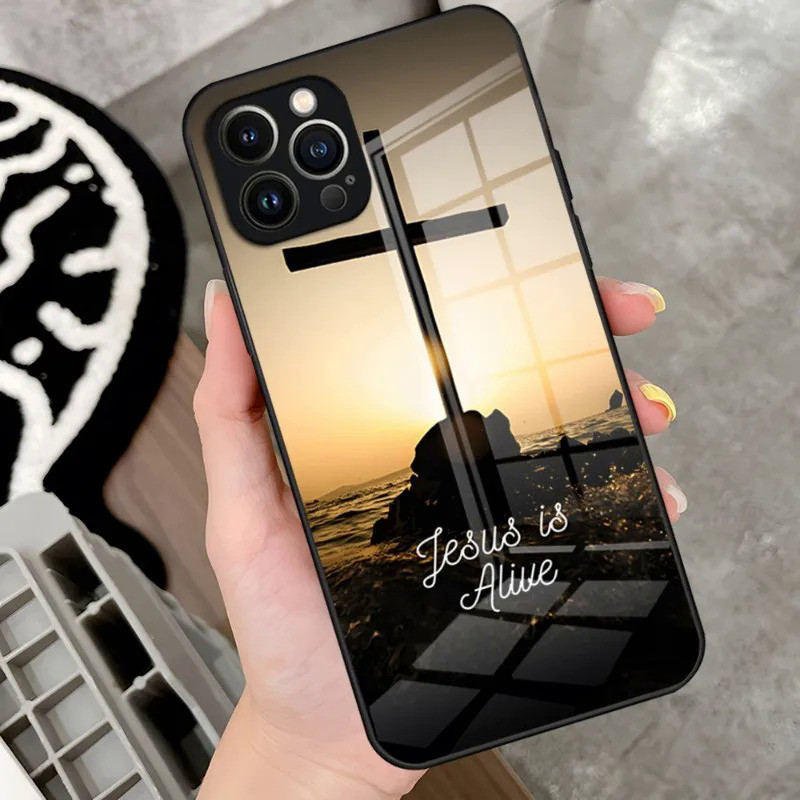 Ốp Điện Thoại Thiết Kế Pha Lê BK-1 Cho IPhone, Ốp Lưng Có Câu Kinh Thánh Kitô Giáo, Chúa Giêsu, 17,15 Pro, 14, 13, 12, 11, Mini, X, XS, XR Max, 6, 8 Plus, 2020 0458
