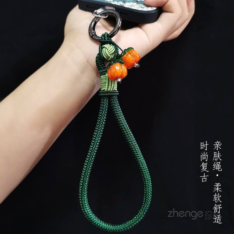 Phụ kiện điện thoại di động Hồng Ruyi Nút thắt hòa bình Mặt dây chuyền Điện thoại di động Dây đeo cổ tay phong cách Trung Quốc Nam Nữ Điện thoại di động Dây bện Phụ kiện điện thoại di động ngắn