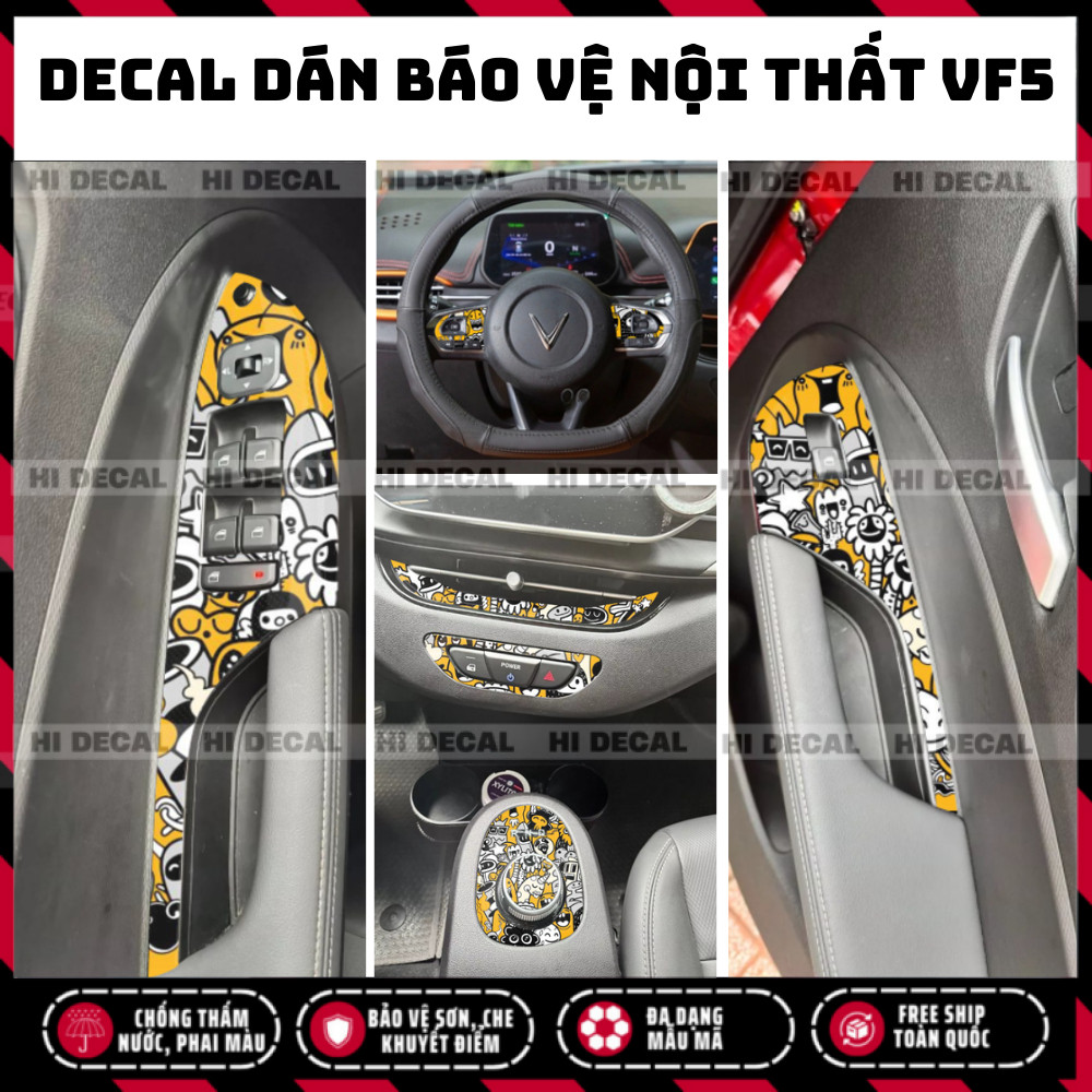 Tem nội thất VF5 dán bảo vệ, Decal dán xe trang trí xe bền màu, chống nước